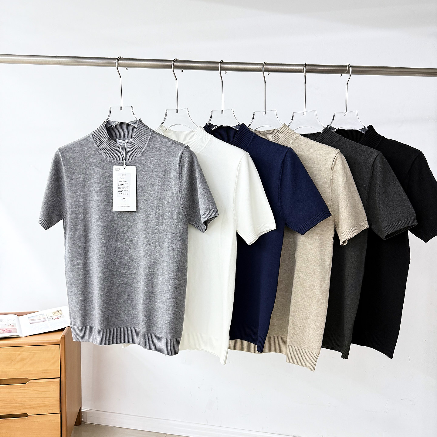 莱赛尔天丝混纺！意大利轻奢！25秋冬新品男士半高领针织打底短袖