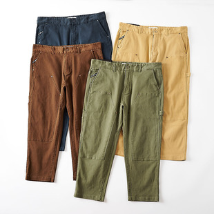 复古伐木裤！美式咔叽！新品外贸男士重工水洗工装直筒休闲九分裤
