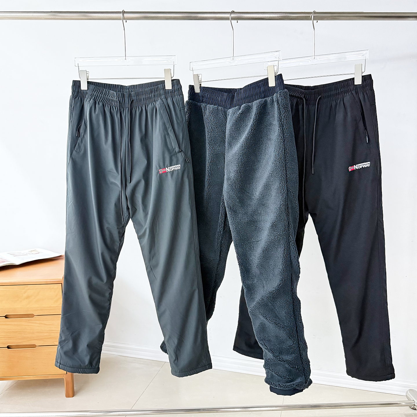 【挪威单】少量外贸男款秋冬纯色户外运动防风防水加绒保暖休闲裤