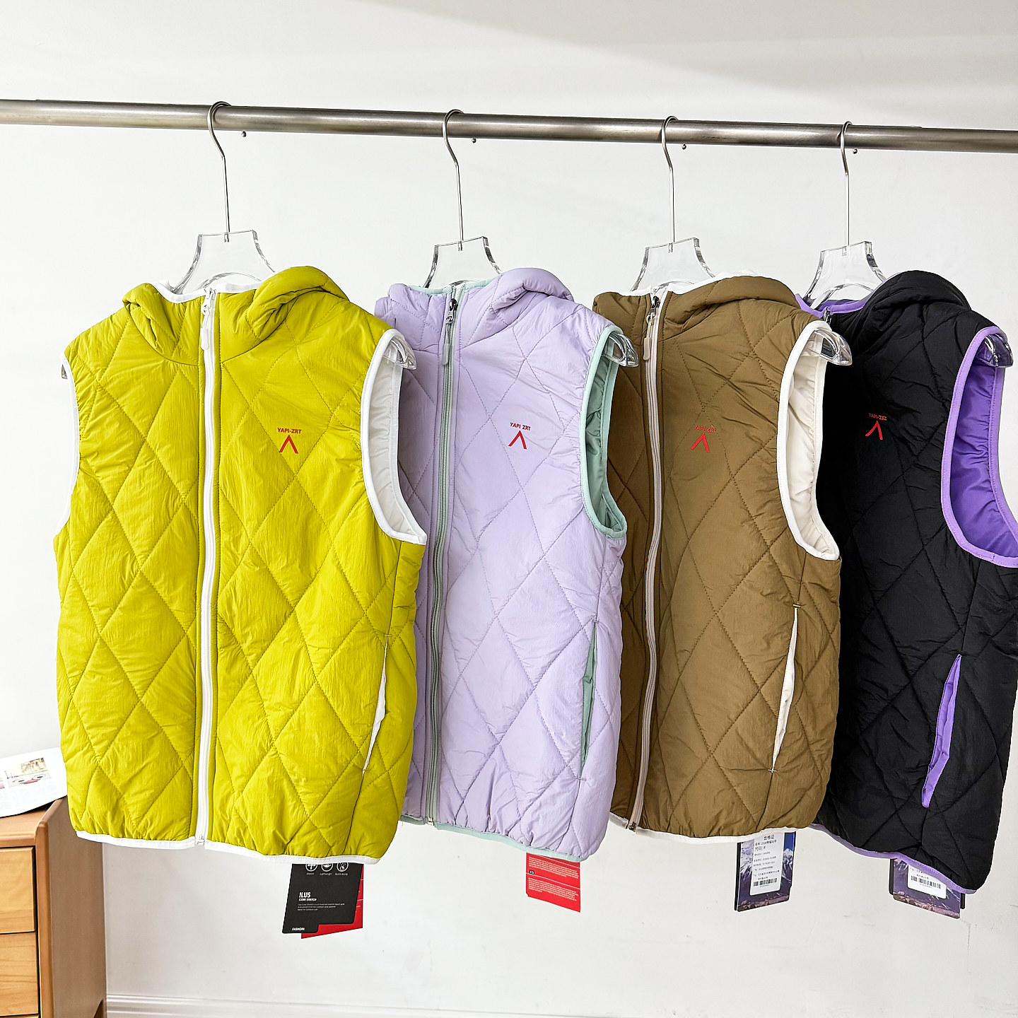 3D立裁！小众山系户外！拼接撞色菱形格情侣秋冬保暖连帽防水马甲,男装,常规马甲,淘宝优惠券,粉丝福利购,淘宝优惠卷