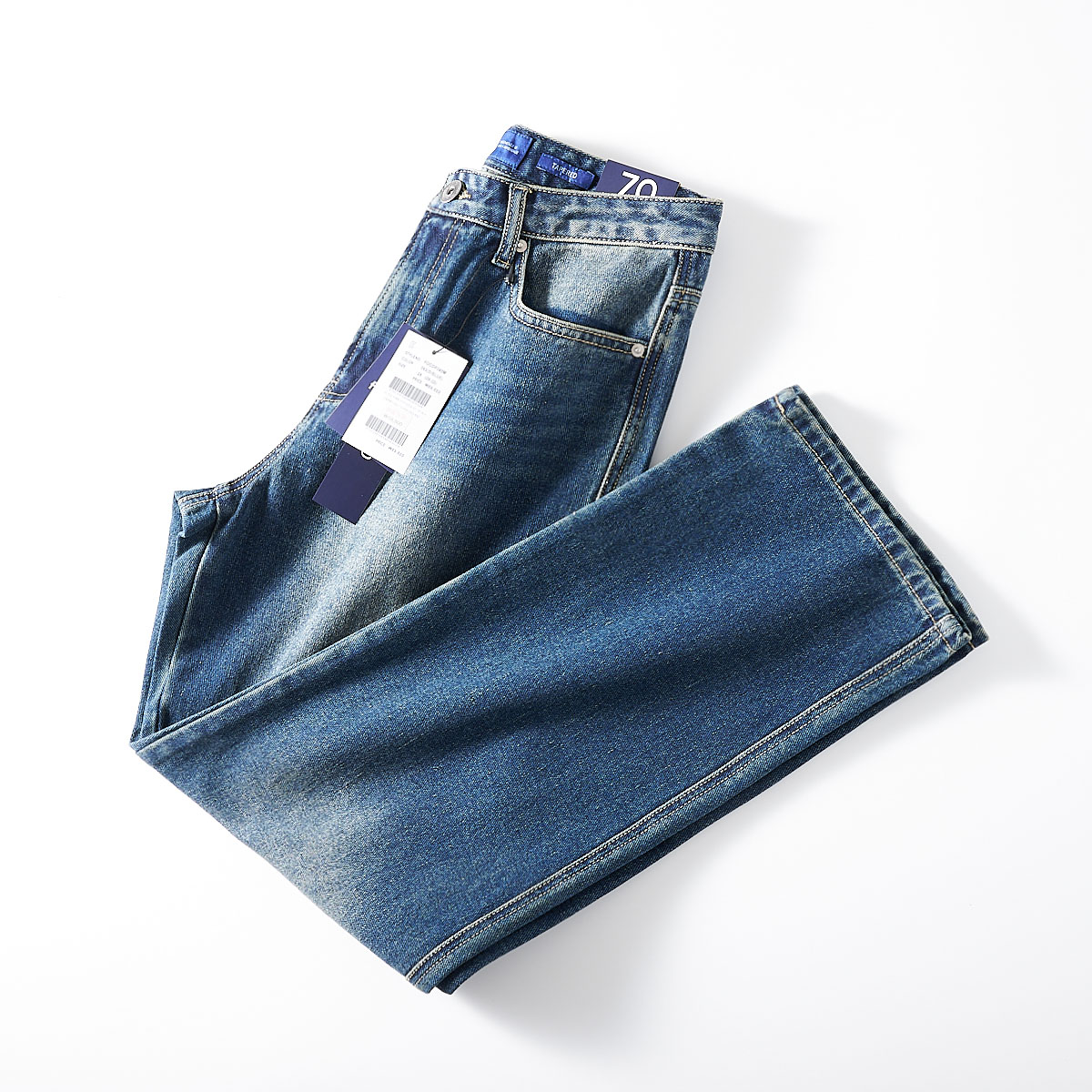 出口韩国订单！水洗磨白秋冬季新款男士时尚舒适百搭直筒牛仔裤潮