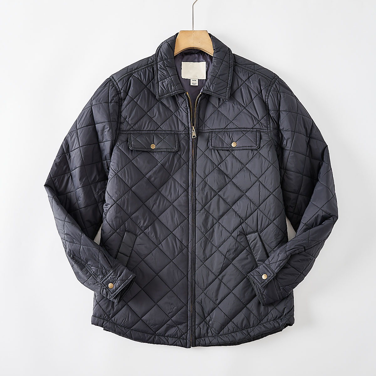 北美外贸 轻量防水绗缝菱形格棉衣 秋冬男士户外休闲夹克棉服外套