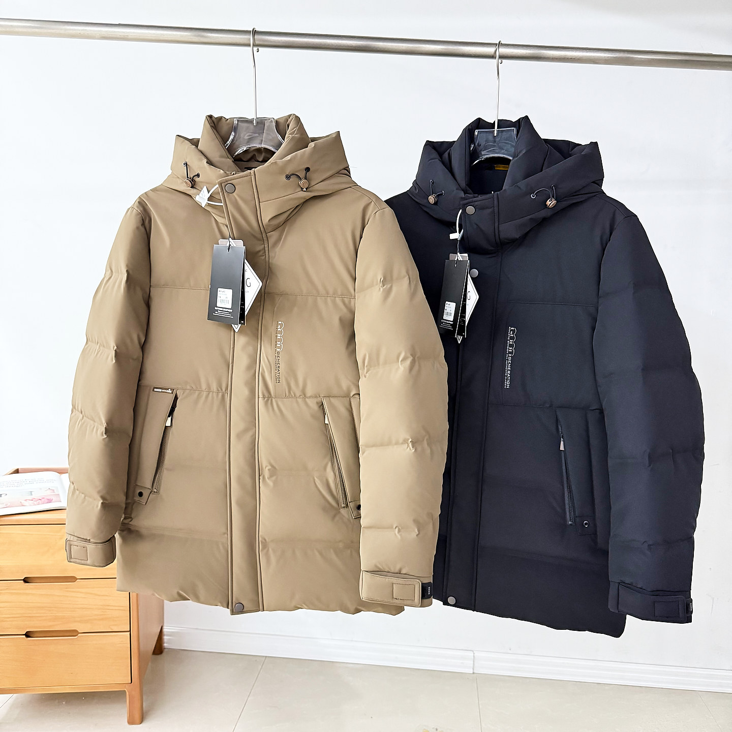 一件可过冬！高效保暖！男款冬季纯色加厚蓬松中长款连帽羽绒服潮,男装,羽绒服,淘宝优惠券,粉丝福利购,淘宝优惠卷