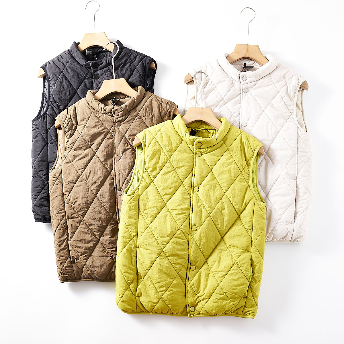 山系绗缝！日系复古！秋冬男士纯色立体绗棉保暖时尚立领马甲外套