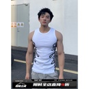 DAY NY字母直喷美式紧身螺纹背心男健身上衣运动休闲痞帅无袖t恤
