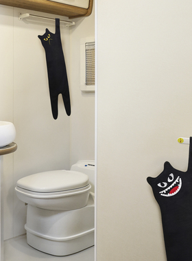 原创独立设计黑猫咪笑脸毛绒手巾可爱搞怪小众原创手帕挂式擦手巾