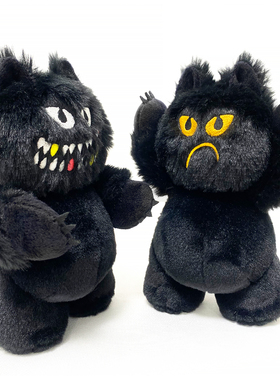 黑猫怪原创潮玩小众设计公仔猫咪毛绒玩偶娃娃玩具包挂饰挂件小号