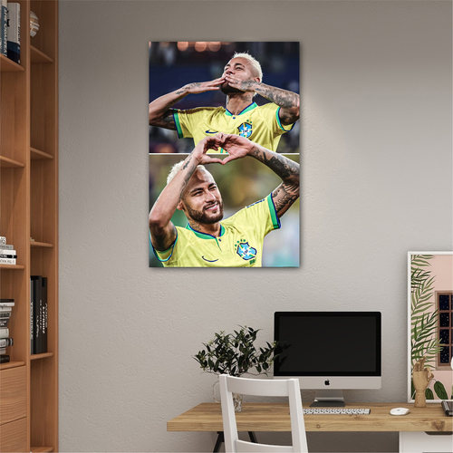 内马尔海报墙贴巴西球星足球运动周边房间卧室床头自粘背景墙贴画