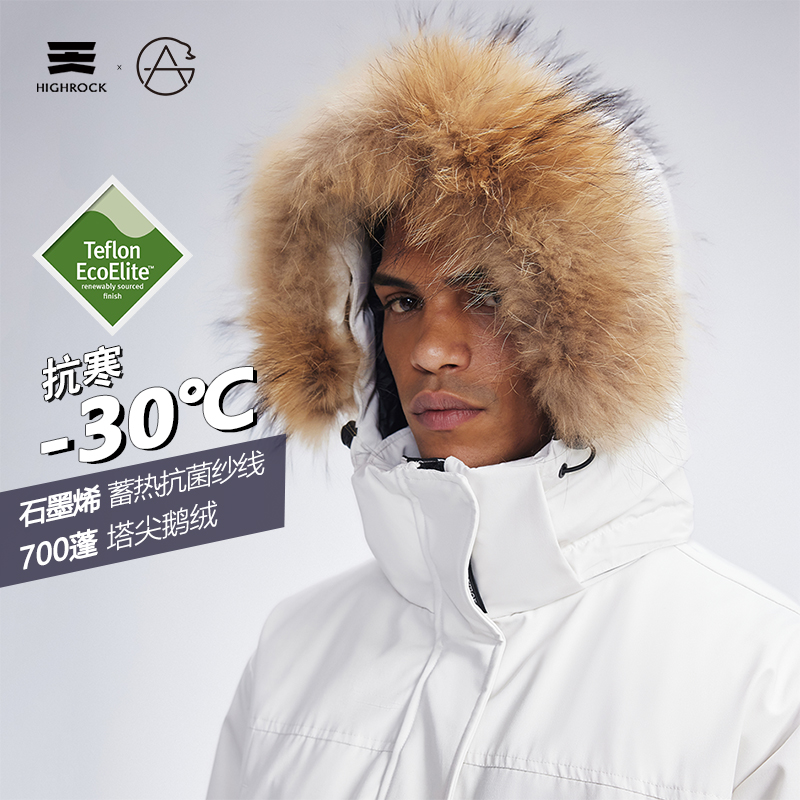 天石鹅铠甲派克羽绒服男女款冬季貂毛领户外防泼水大鹅绒防寒外套