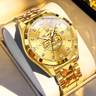 瑞士进口机芯男士 名表品牌十大 手表机械表金浮雕一帆风顺男表正品