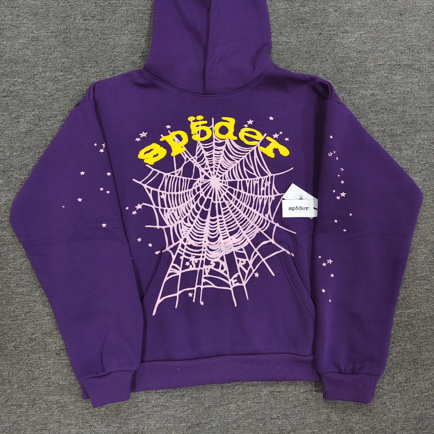 1:1 Sp5der V2 Purple Hoodie spider Hoodie蜘蛛帽衫卫衣男