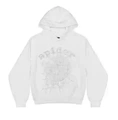 Sp5Der Og Rhinestone Logo Hoodie White