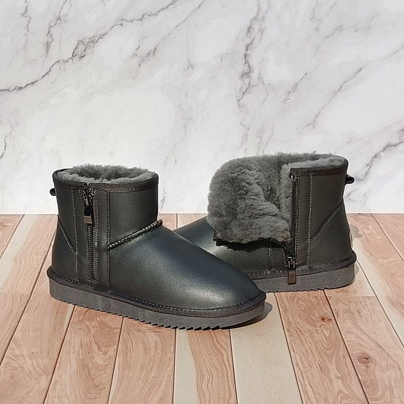 冬季羊皮毛一体雪地靴男女拉链真皮防水防滑羊毛加绒保暖东北棉鞋