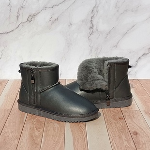冬季羊皮毛一体雪地靴男女拉链真皮防水防滑羊毛加绒保暖东北棉鞋