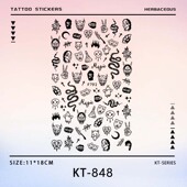 小图美式 果汁高级感火焰骷髅 手指草本纹身贴女不反光防水手腕个性