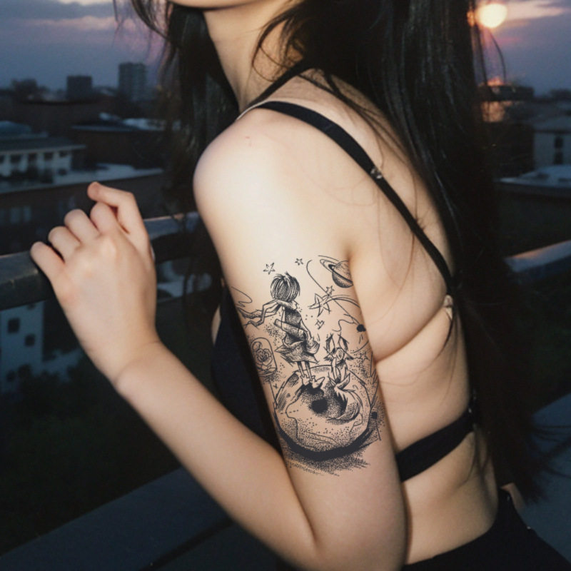 星际迷航草本纹身贴高级感女果汁防水持久仿真刺青半臂欧美花臂