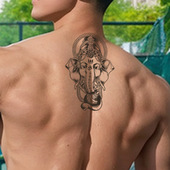 象神菩萨果汁草本纹身贴防水持久半永久刺青色半臂腿贴纸花臂批发