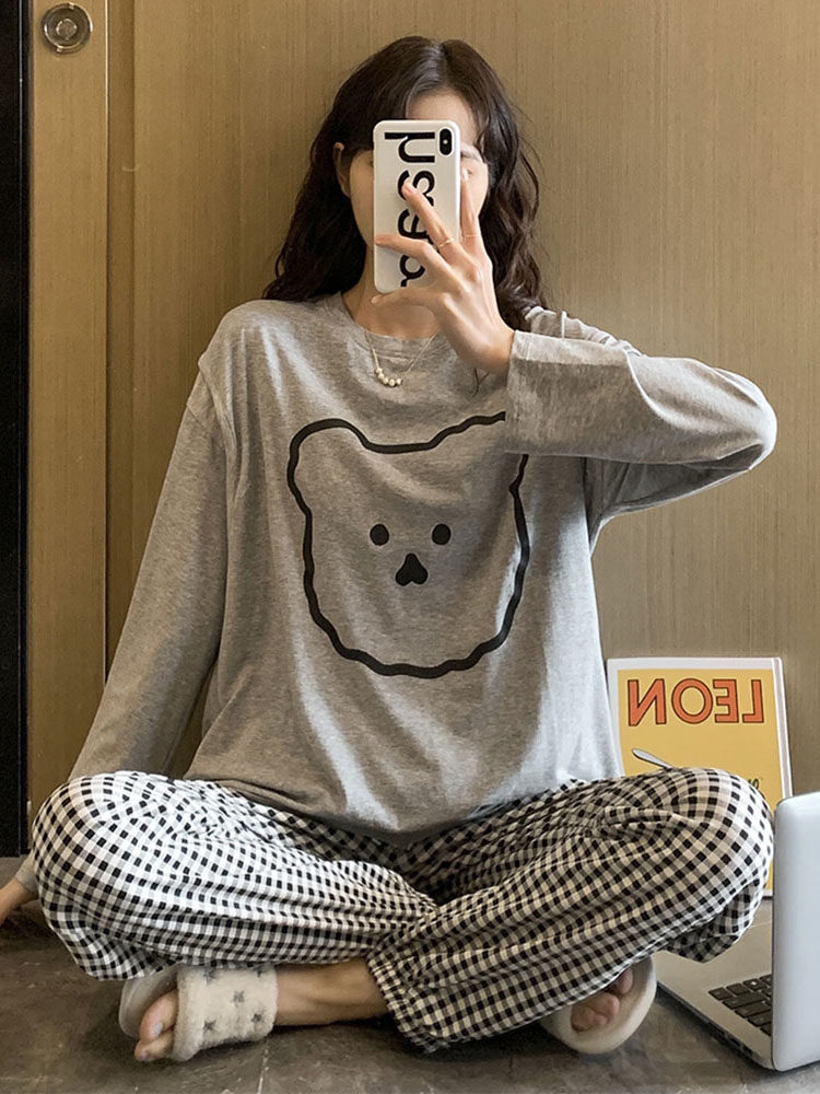 한국어 곰 감금 의류 출산 잠옷 봄과 가을 임신 면화 정장 산후 산모 요양원 의류