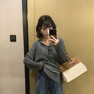 孕妇装春秋季新款韩版宽松连帽针织衫毛衣女时尚洋气减龄长袖上衣