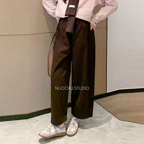 孕妇裤春秋外穿新款宽松大码不勒肚子气球裤休闲阔腿九分裤直筒裤