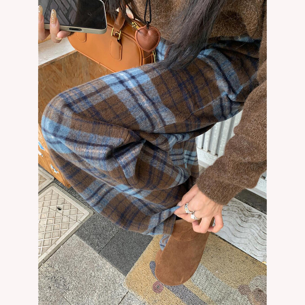 洋气复古蓝格子孕妇毛呢格子裤秋冬托腹加绒直筒裤休闲阔腿长裤子,孕妇装/孕产妇用品/营养,孕妇休闲裤,淘宝优惠券,粉丝福利购,淘宝优惠卷