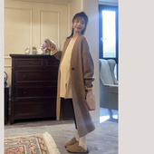 针织开衫 冬装 显瘦加厚外衣大衣 慵懒风孕妇毛衣外套长款 高级感