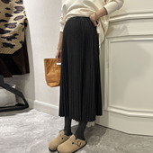 诺初孕妇装 高腰毛呢风琴百褶裙半身裙秋冬a字裙子显瘦中长大摆伞