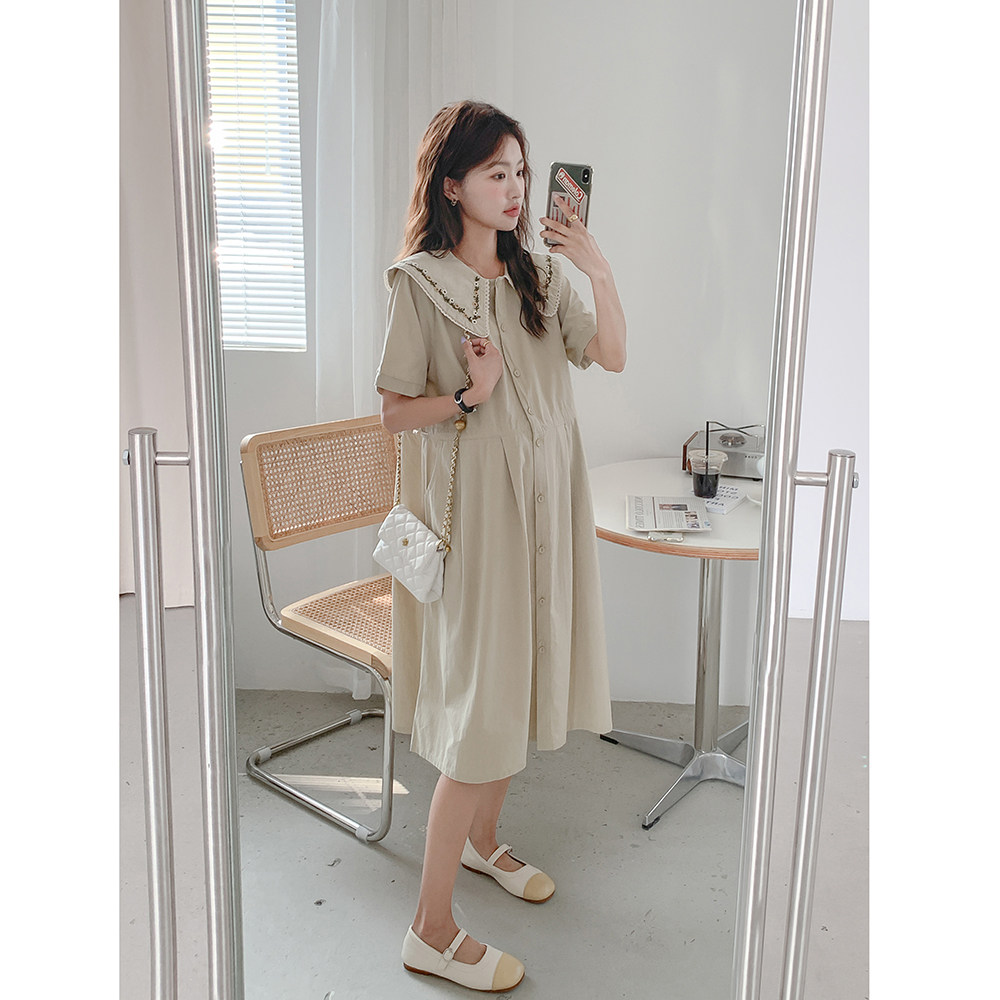 温柔奶杏~森系孕妇连衣裙夏季刺绣纯棉可哺乳衬衫裙孕妇裙子夏装
