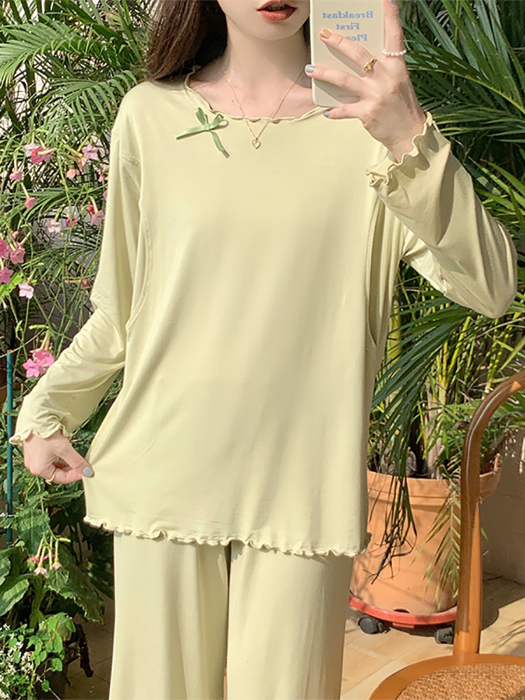 임산부 수유 잠옷 여름 얇은 모아레 감금 옷 임신 가정복 산후 수유 옷 풀오버 6 개월