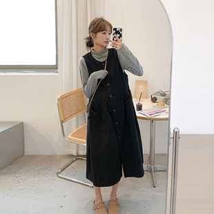 时尚 2025新款 打底衫 两件套装 连衣裙 诺初孕妇装 冬季 复古背心裙秋装