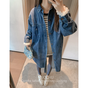 ◆诺初孕妇装◆秋款牛仔裙外套大码2026春秋衬衫连衣裙子上衣长款