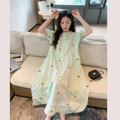 诺初孕妇装 公主风宽松显瘦刺绣短袖 孕装 法式 a字裙 连衣裙夏装