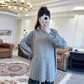 内搭长袖 诺初孕妇装 柔软亲肤弹力韩系爱心立领木耳边打底衫 上衣