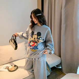 ◆诺初◆卡通孕妇卫衣套装春秋宽松显瘦遮肚孕期休闲外出两件套