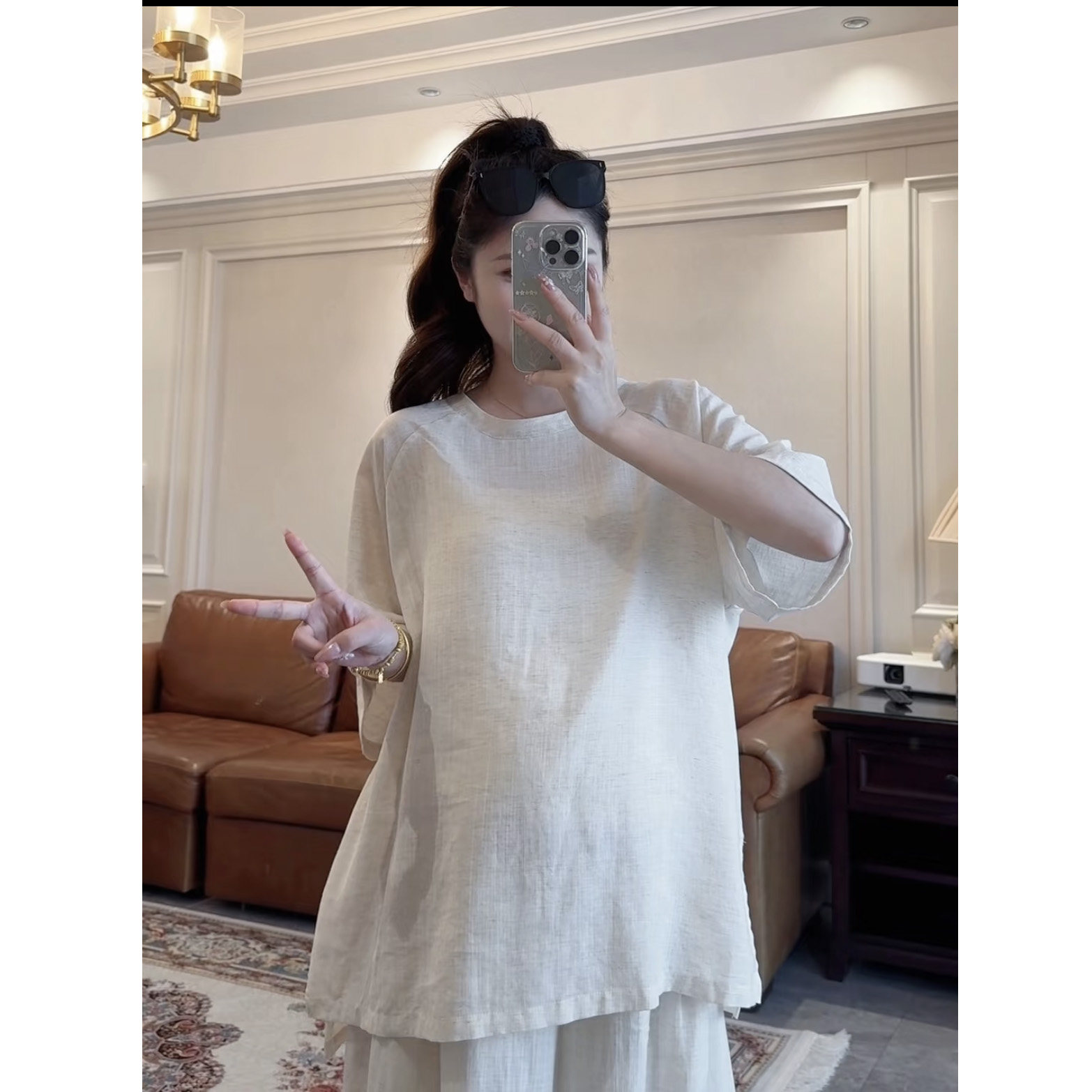 简约孕妇装复古纯色小衫
