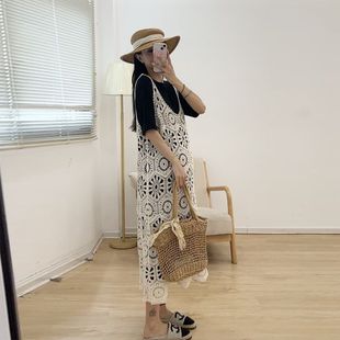 孕妇套装连衣裙夏季新款t恤裙中长吊带裙蕾丝休闲 小个子两件套