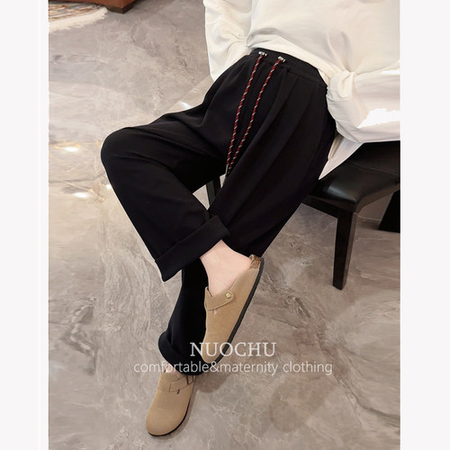 生完也能穿的抽绳孕妇裤子