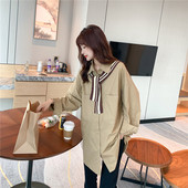 孕妇衬衫 大码 春秋长袖 外套时尚 哺乳休闲衬衣潮妈 上衣开衫 送披肩