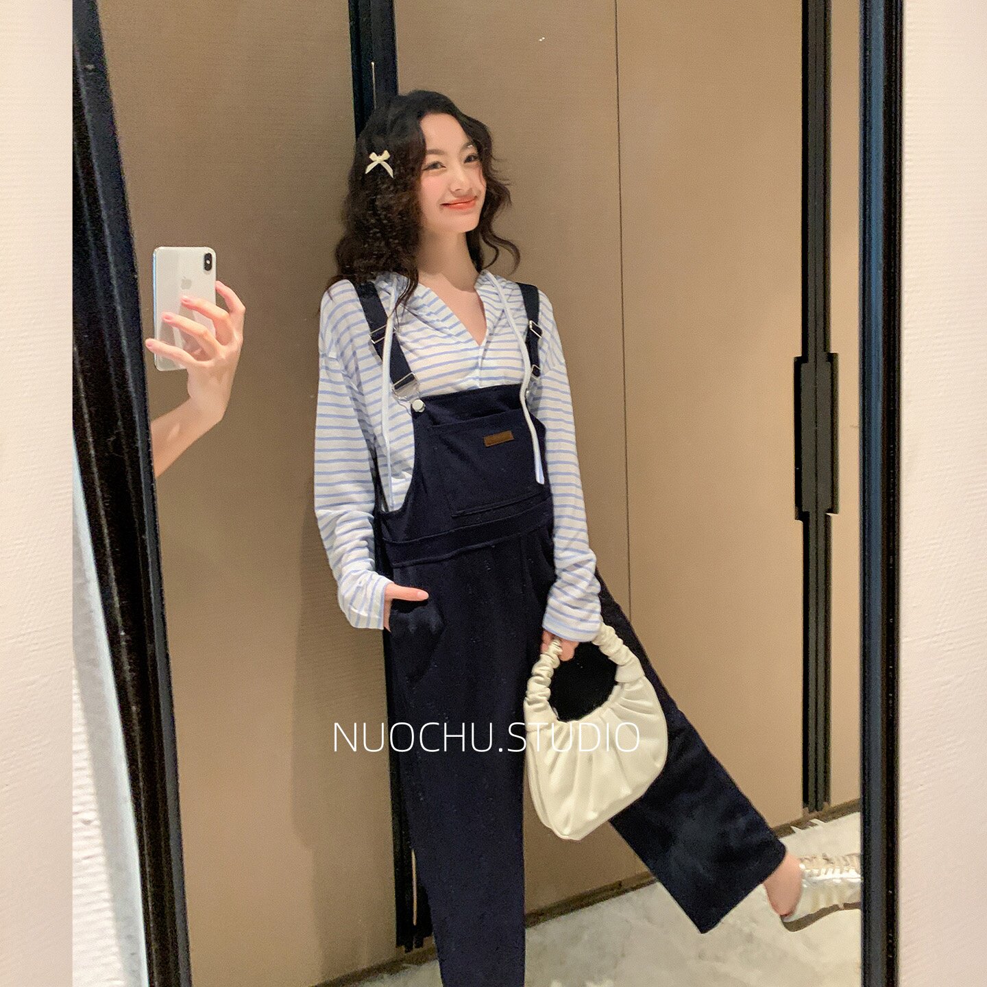 ◆诺初◆孕妇装洋气减龄直筒背带裤春秋款弹性宽松不勒肚子休闲裤