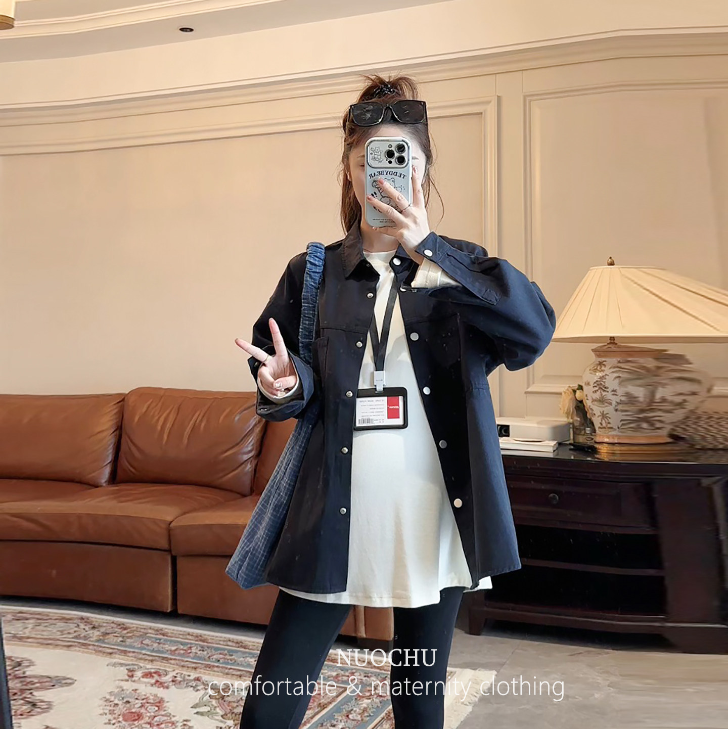 孕妇工装裤衬衫外套百搭衬衣