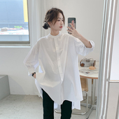 孕妇装 潮妈衬衫 衬衫 宽松bf风中长款 韩国东大门 长袖 女春秋季 大码