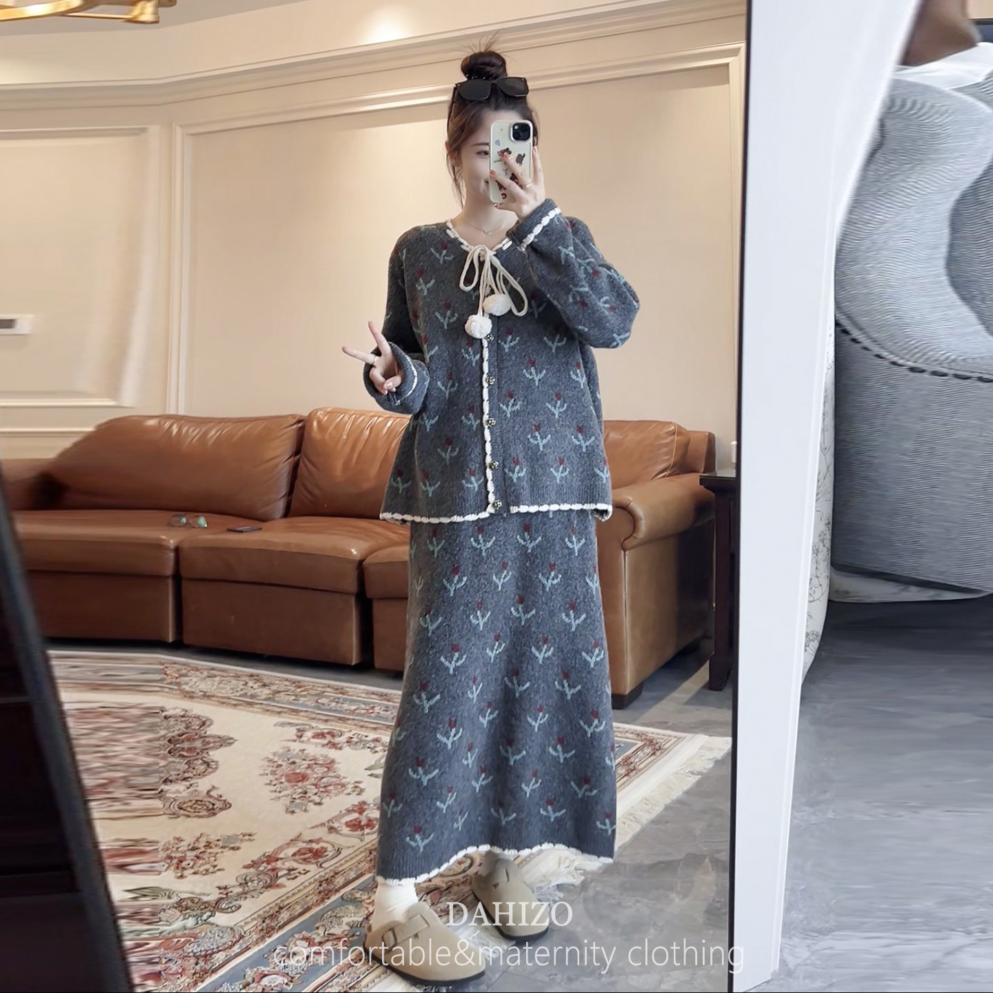 孕妇秋冬毛衣套装连衣裙两件套