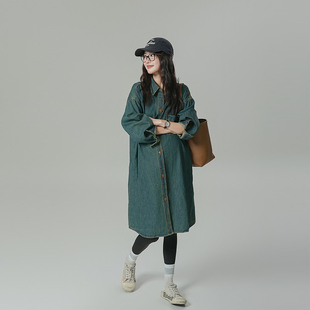 诺初高端孕妇装连衣裙新款牛仔裙长袖衬衫裙子春秋风衣外套小个子