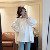 精致衬衫 灯笼袖 秋装 上衣简约花边宽松娃娃衫 衬衣 新款 诺初孕妇装