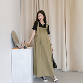 背带裙 时尚 孕妇夏装 2026新款 宽松两件套洋气休闲连衣裙 套装 工装