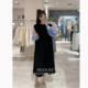 显瘦假两件连衣裙秋装 袖 宽松拼接气质长裙子 撞色条纹衬衫 孕妇装