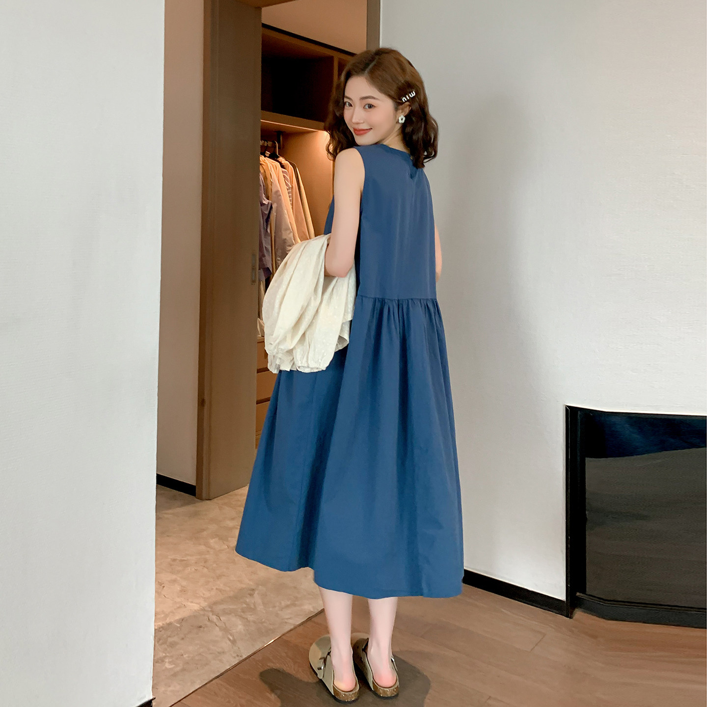 ◆诺初◆涉谷印象~孕妇装克莱英蓝背心裙江南风小香风外套连衣裙