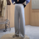 阔腿运动长裤 春装 休闲直筒小个子 子不勒肚子灰色弯刀裤 诺初孕妇裤