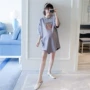 Áo bà bầu mùa xuân cotton rộng giản dị phiên bản Hàn Quốc của áo sơ mi dài bà bầu dài áo thun mùa thu - Áo thai sản yếm bầu đẹp