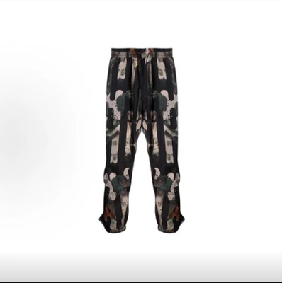 Y-3 抽象印花宽松直筒针织运动裤 男款HB3326